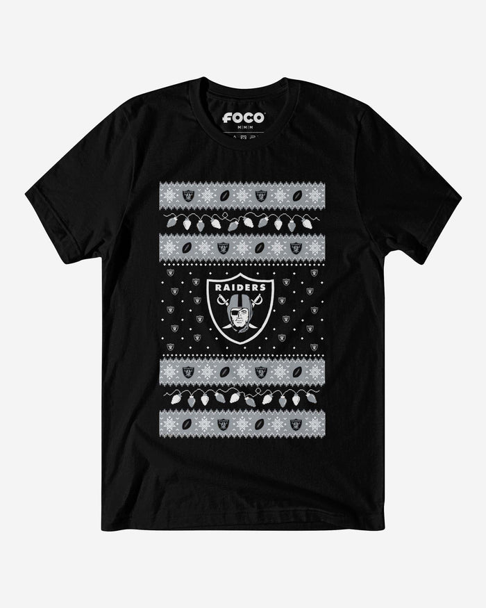 Las Vegas Raiders Holiday Lights Sweater T-Shirt FOCO S - FOCO.com