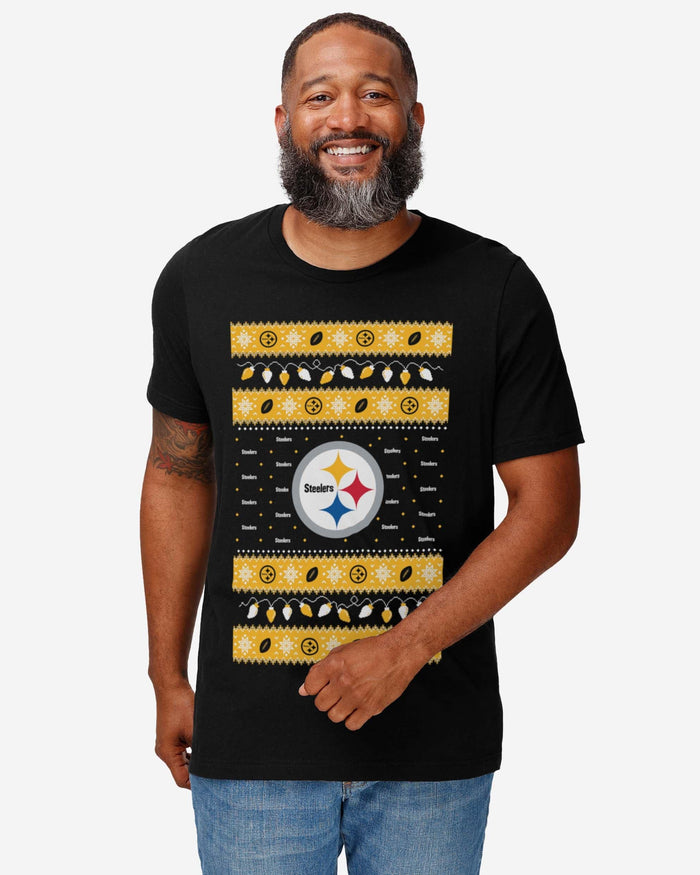 Pittsburgh Steelers Holiday Lights Sweater T-Shirt FOCO - FOCO.com