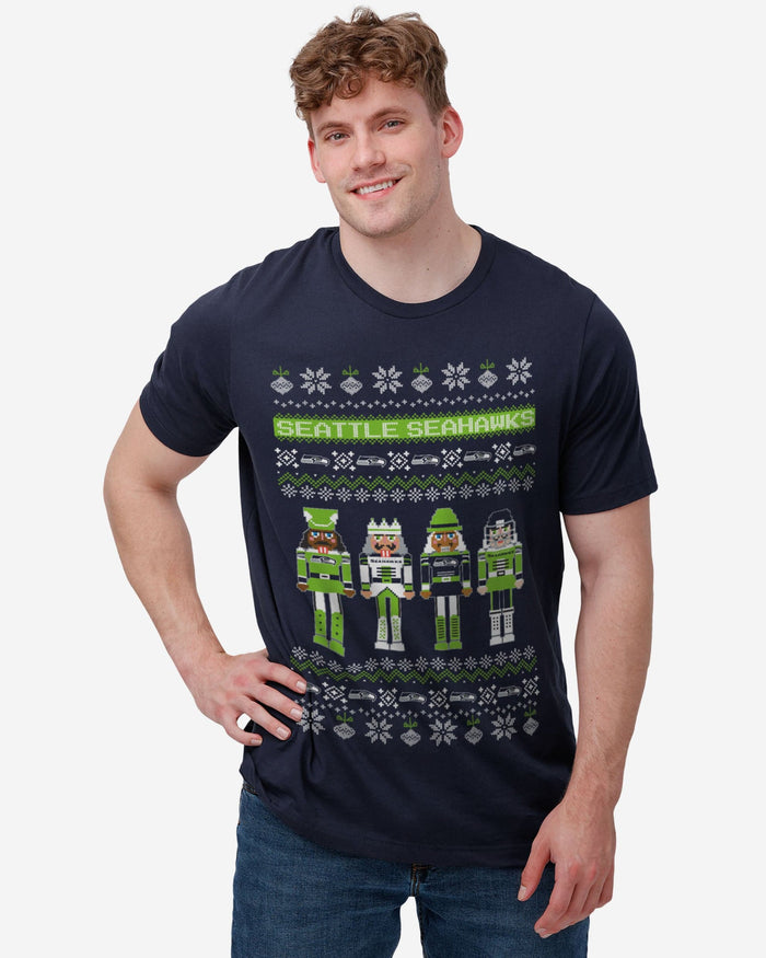 Seattle Seahawks Holiday Nutcracker Sweater T-Shirt FOCO - FOCO.com