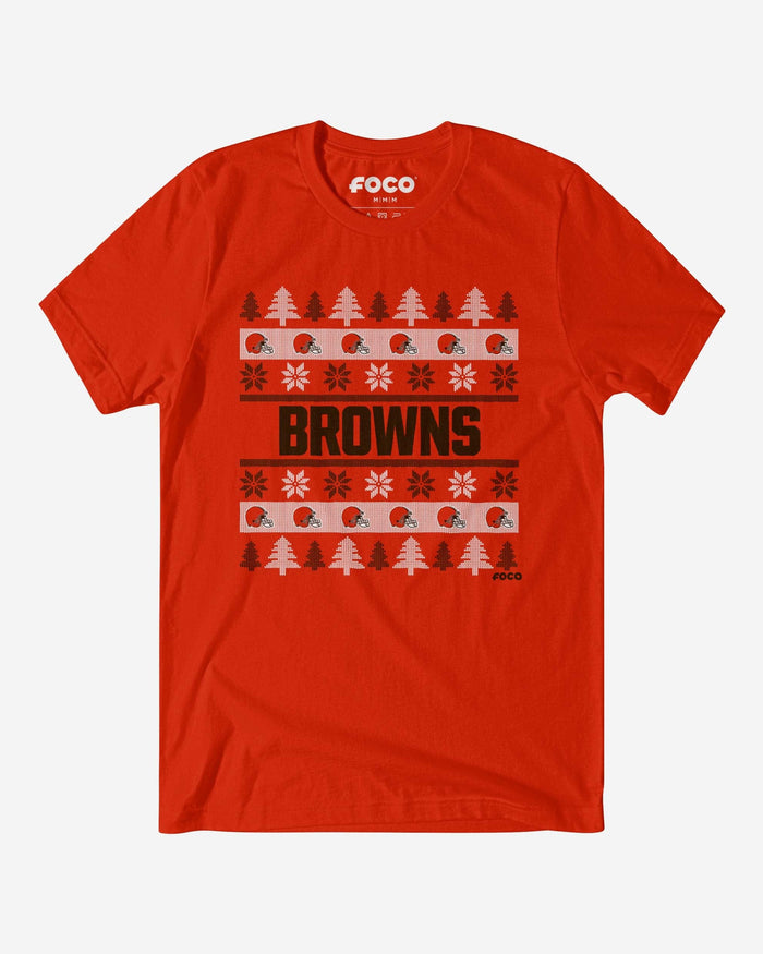 Cleveland Browns Holiday Sweater T-Shirt FOCO S - FOCO.com