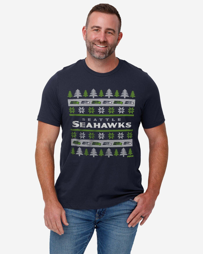 Seattle Seahawks Holiday Sweater T-Shirt FOCO - FOCO.com