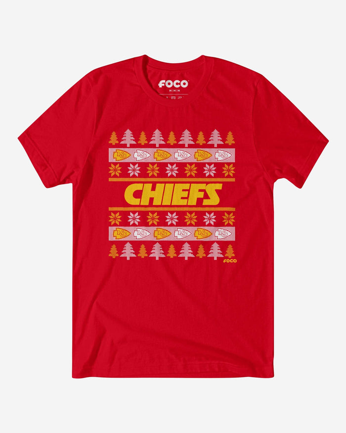 Kansas City Chiefs Holiday Sweater T-Shirt FOCO S - FOCO.com