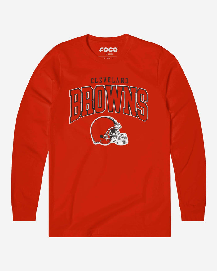 Cleveland Browns Classic Arched Logo Long Sleeve T-Shirt FOCO Poppy S - FOCO.com