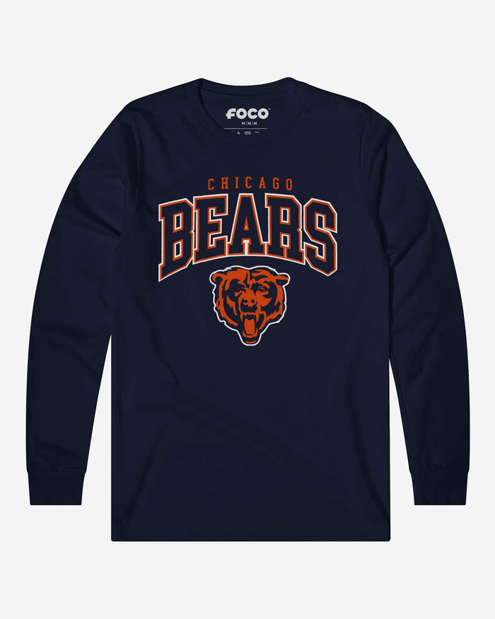 Chicago Bears Classic Arched Logo Long Sleeve T-Shirt FOCO Navy S - FOCO.com