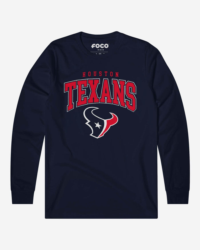 Houston Texans Classic Arched Logo Long Sleeve T-Shirt FOCO Navy S - FOCO.com