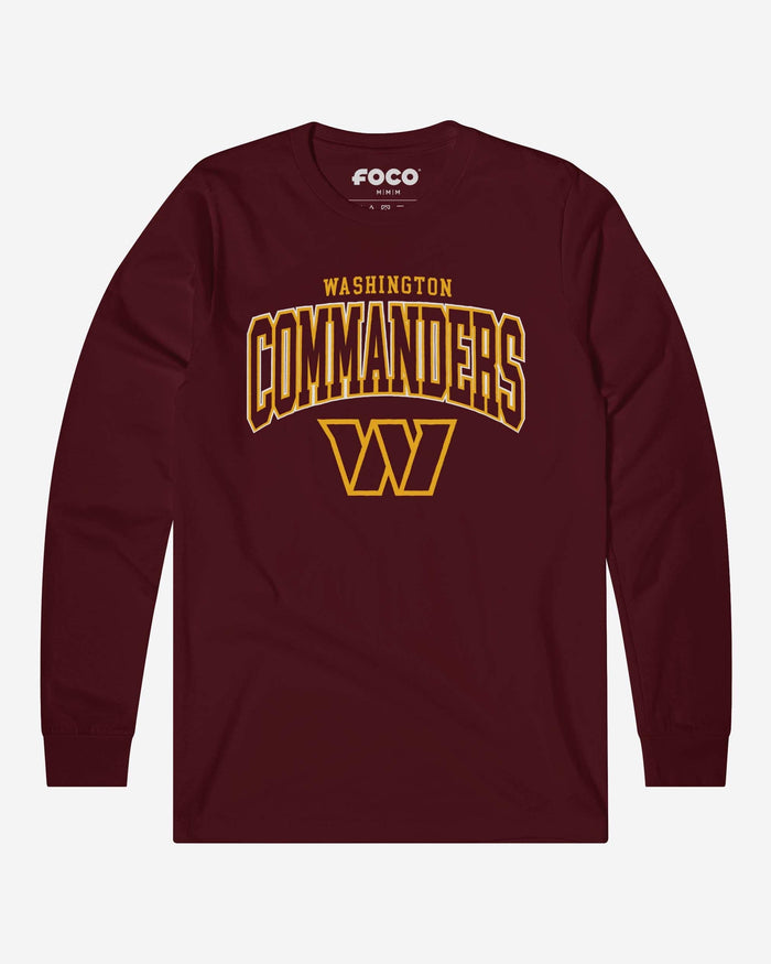 Washington Commanders Classic Arched Logo Long Sleeve T-Shirt FOCO Maroon S - FOCO.com