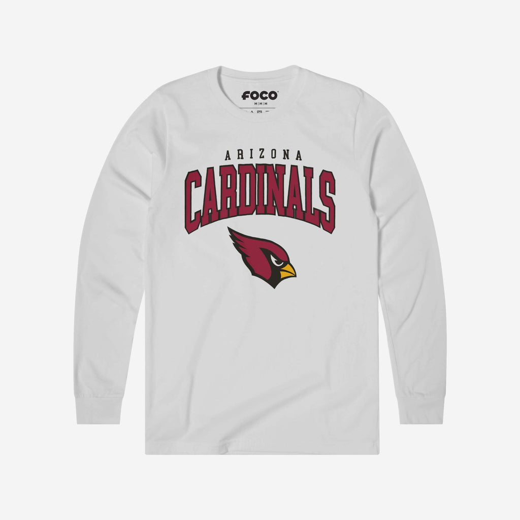 Arizona Cardinals Classic Arched Logo Long Sleeve T-Shirt FOCO White S - FOCO.com