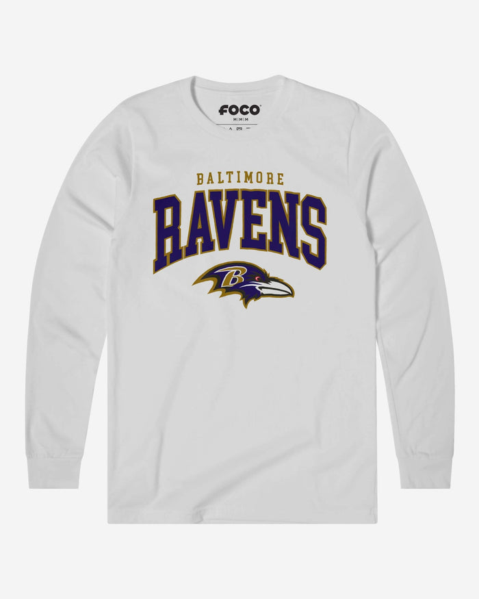 Baltimore Ravens Classic Arched Logo Long Sleeve T-Shirt FOCO White S - FOCO.com