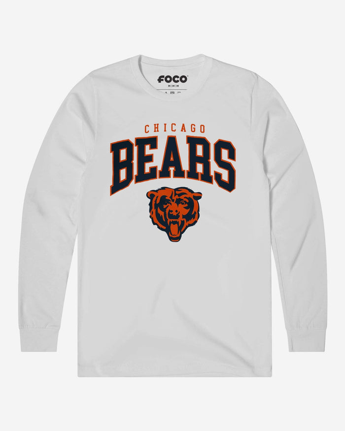 Chicago Bears Classic Arched Logo Long Sleeve T-Shirt FOCO White S - FOCO.com