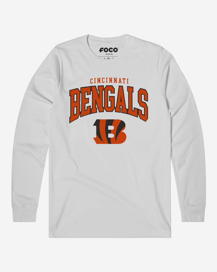 Cincinnati Bengals Classic Arched Logo Long Sleeve T-Shirt FOCO White S - FOCO.com