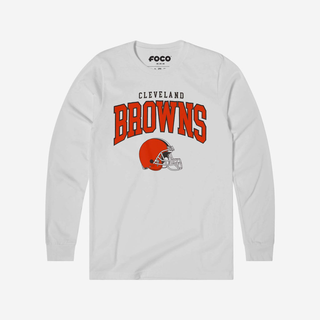 Cleveland Browns Classic Arched Logo Long Sleeve T-Shirt FOCO White S - FOCO.com