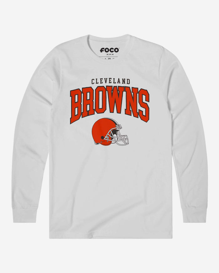 Cleveland Browns Classic Arched Logo Long Sleeve T-Shirt FOCO White S - FOCO.com