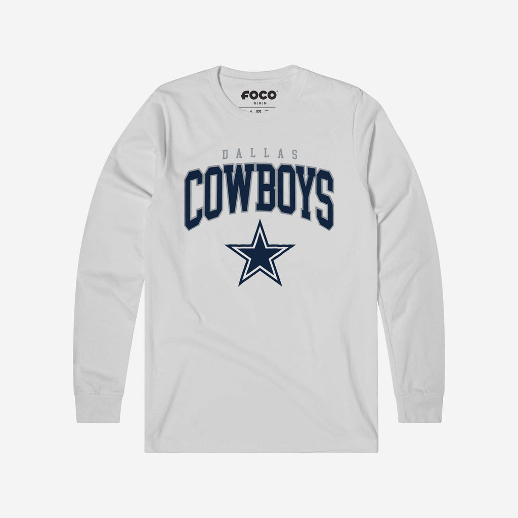 Dallas Cowboys Classic Arched Logo Long Sleeve T-Shirt FOCO White S - FOCO.com