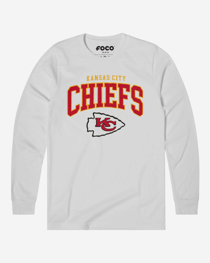 Kansas City Chiefs Classic Arched Logo Long Sleeve T-Shirt FOCO White S - FOCO.com