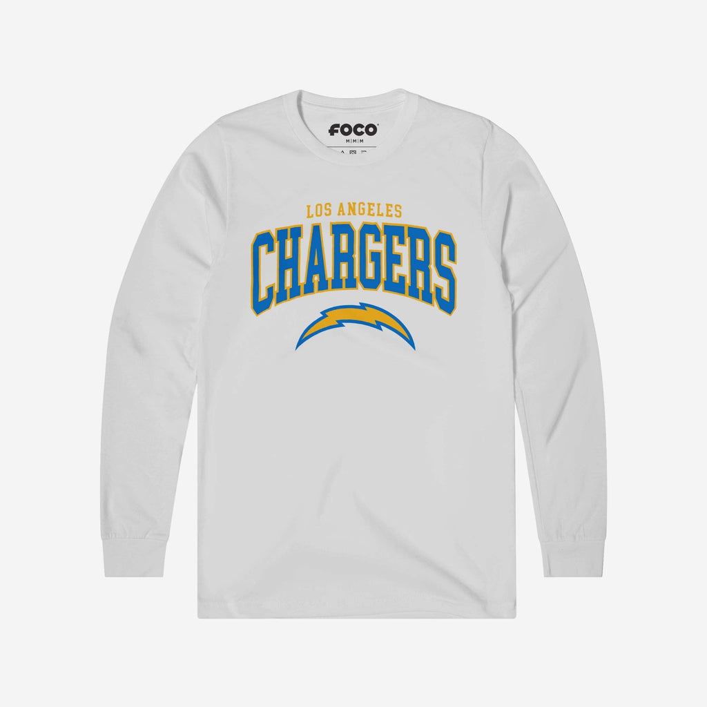 Los Angeles Chargers Classic Arched Logo Long Sleeve T-Shirt FOCO White S - FOCO.com