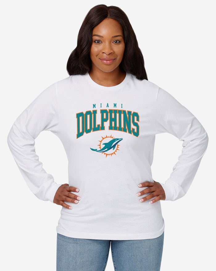 Miami Dolphins Classic Arched Logo Long Sleeve T-Shirt FOCO - FOCO.com