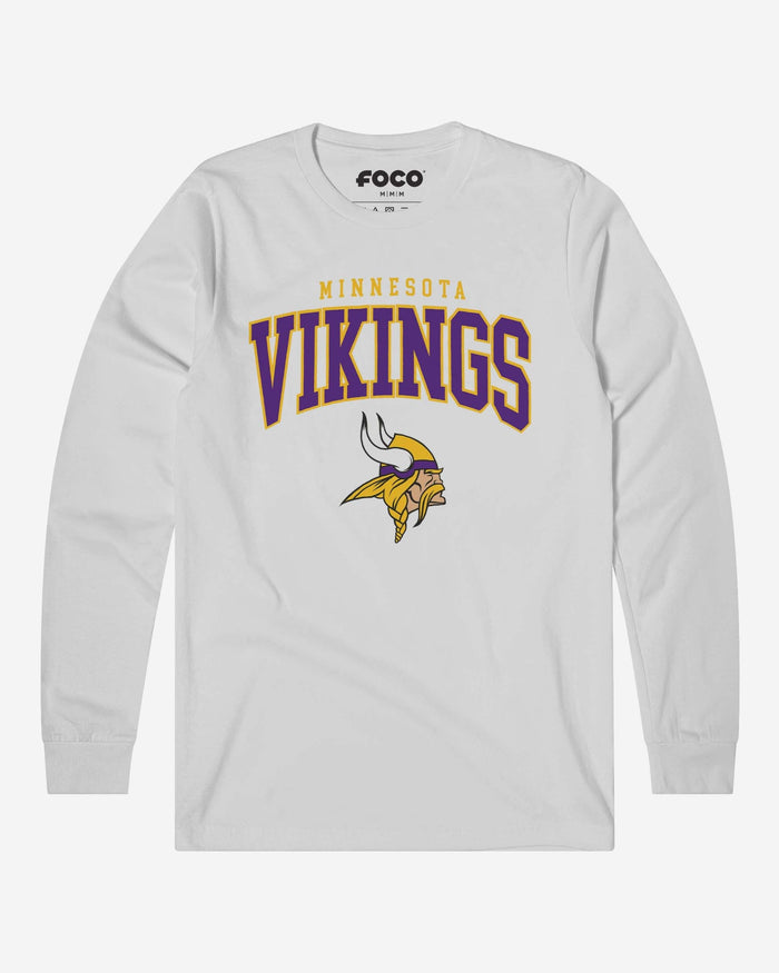 Minnesota Vikings Classic Arched Logo Long Sleeve T-Shirt FOCO White S - FOCO.com