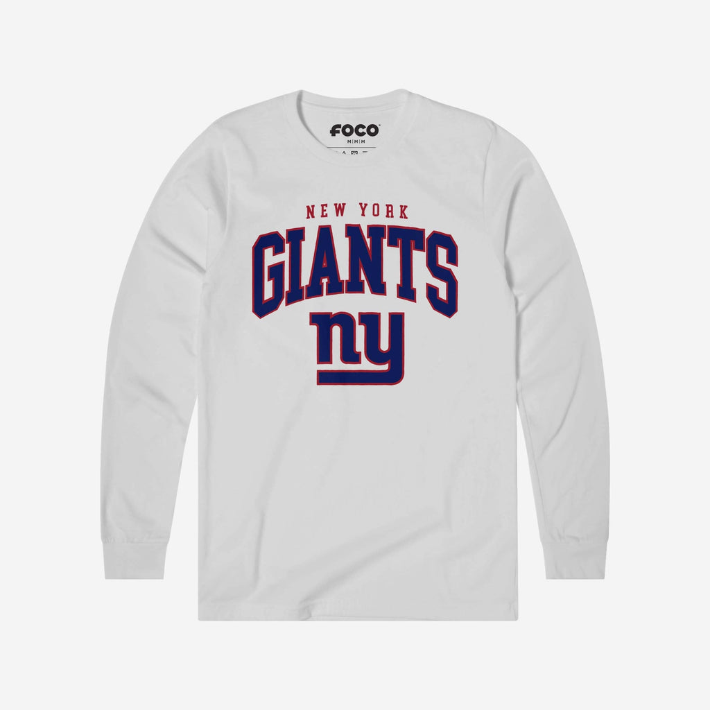 New York Giants Classic Arched Logo Long Sleeve T-Shirt FOCO White S - FOCO.com