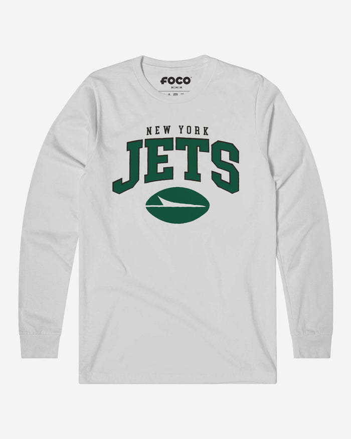 New York Jets Classic Arched Logo Long Sleeve T-Shirt FOCO White S - FOCO.com