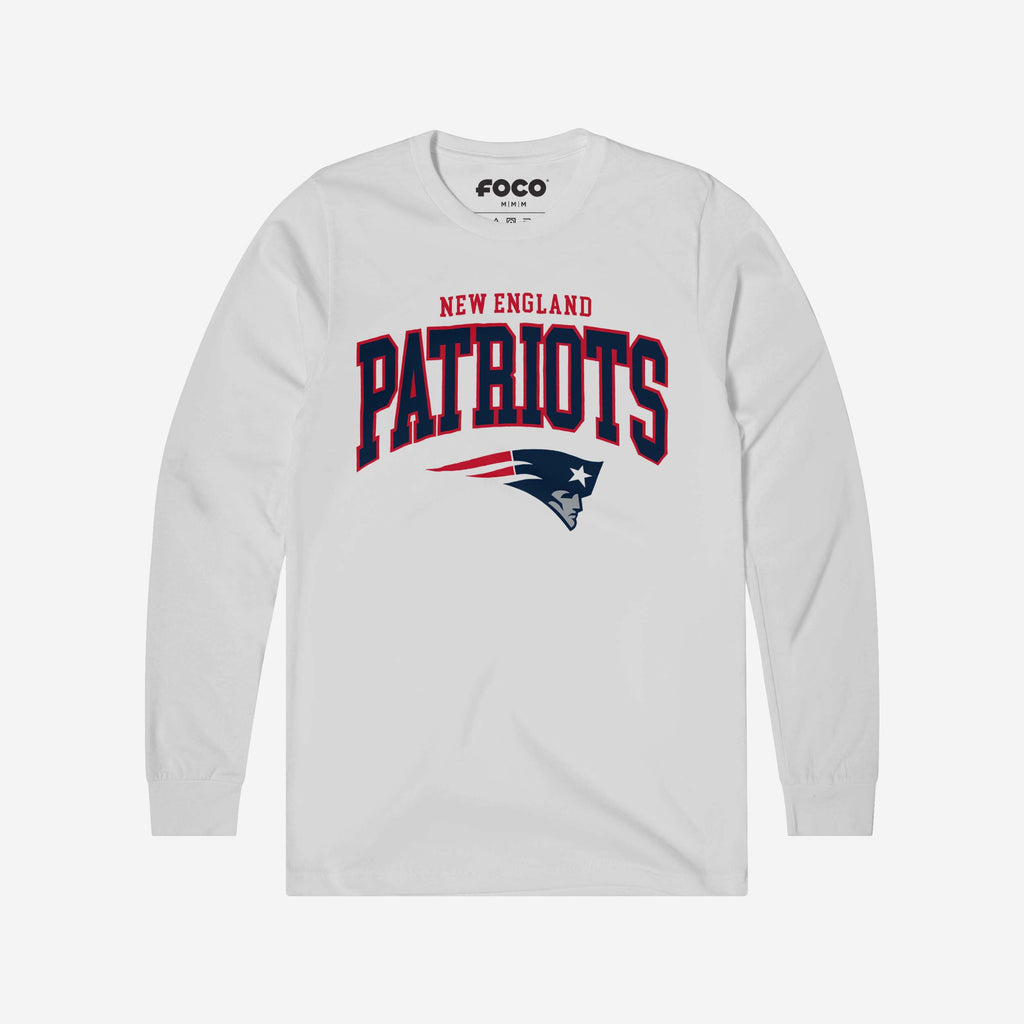 New England Patriots Classic Arched Logo Long Sleeve T-Shirt FOCO White S - FOCO.com