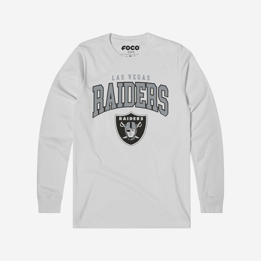 Las Vegas Raiders Classic Arched Logo Long Sleeve T-Shirt FOCO White S - FOCO.com