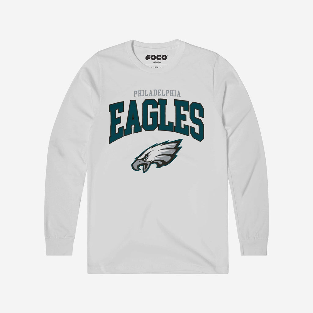 Philadelphia Eagles Classic Arched Logo Long Sleeve T-Shirt FOCO White S - FOCO.com