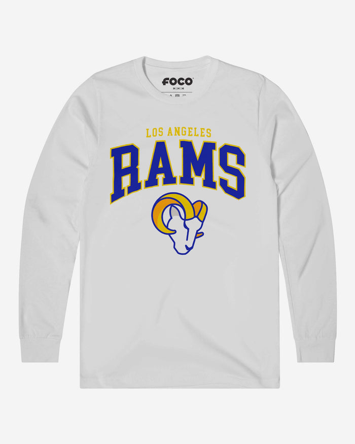 Los Angeles Rams Classic Arched Logo Long Sleeve T-Shirt FOCO White S - FOCO.com