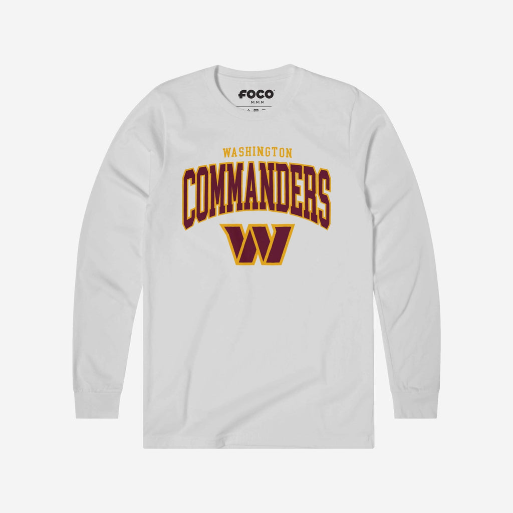 Washington Commanders Classic Arched Logo Long Sleeve T-Shirt FOCO White S - FOCO.com