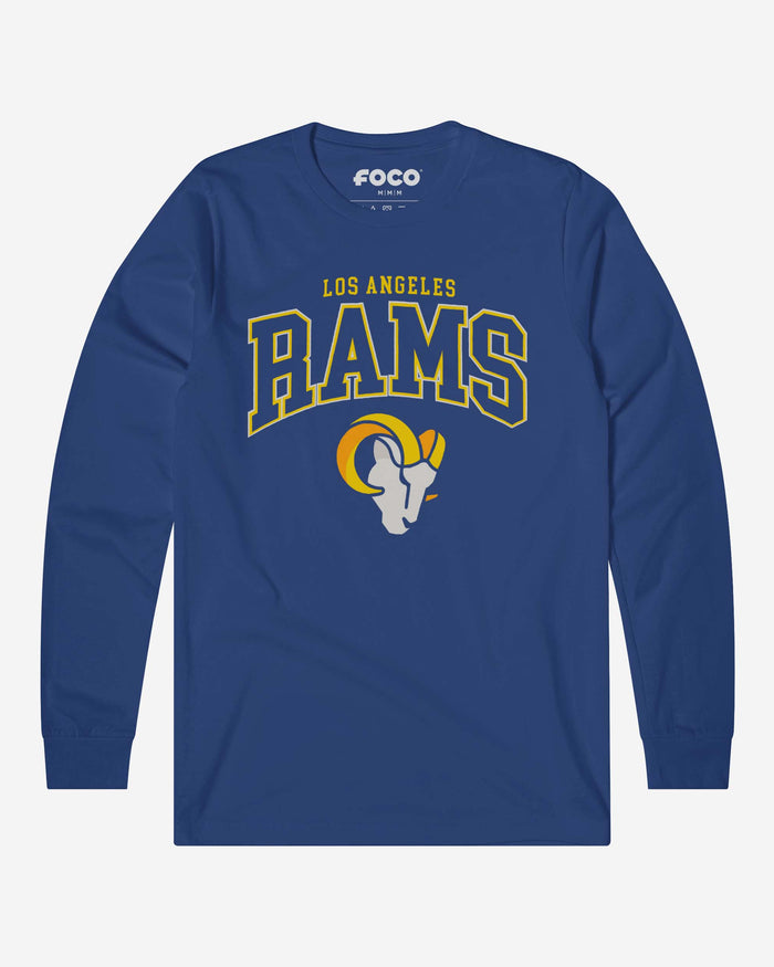 Los Angeles Rams Classic Arched Logo Long Sleeve T-Shirt FOCO True Royal S - FOCO.com