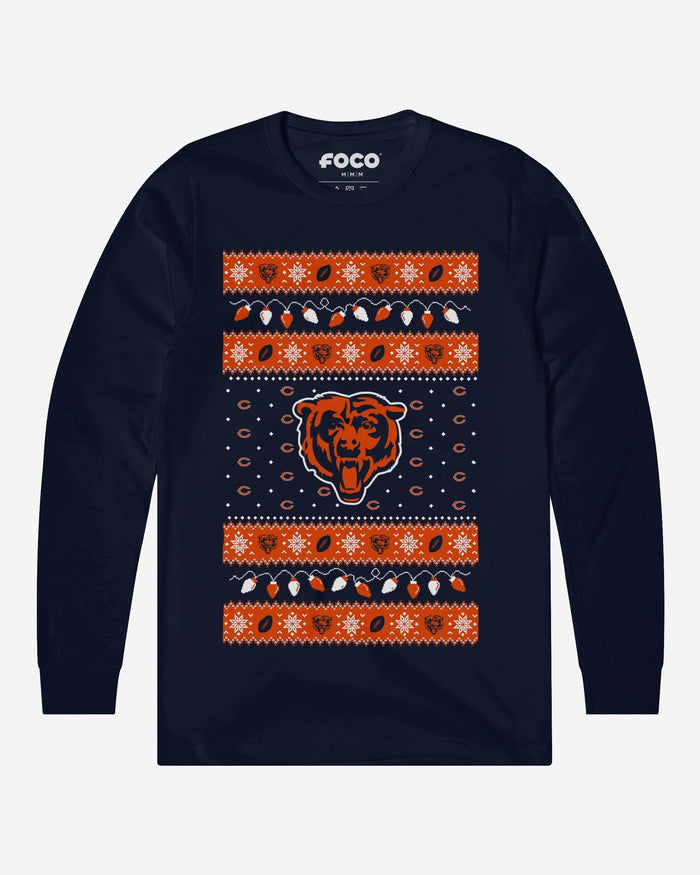 Chicago Bears Holiday Lights Sweater Long Sleeve T-Shirt FOCO S - FOCO.com