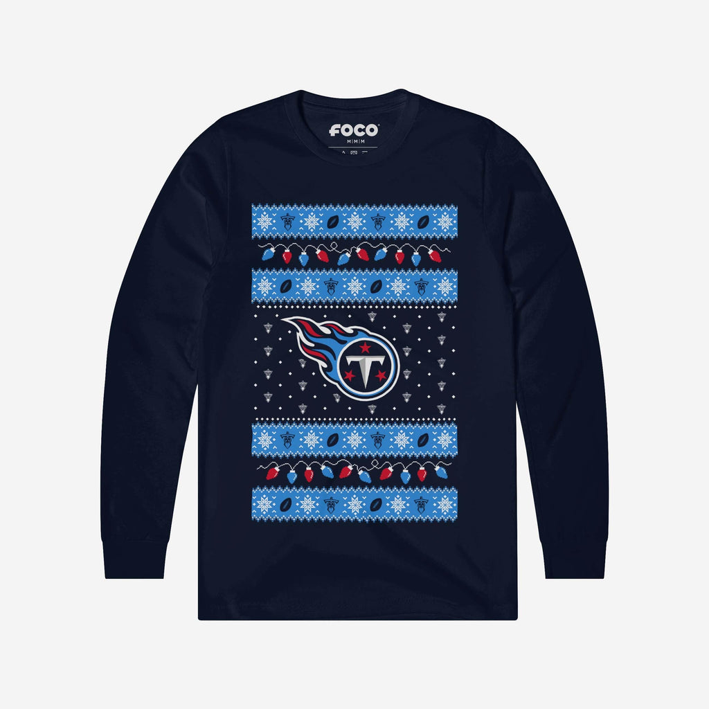 Tennessee Titans Holiday Lights Sweater Long Sleeve T-Shirt FOCO S - FOCO.com