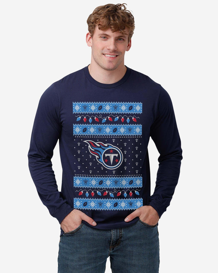 Tennessee Titans Holiday Lights Sweater Long Sleeve T-Shirt FOCO - FOCO.com