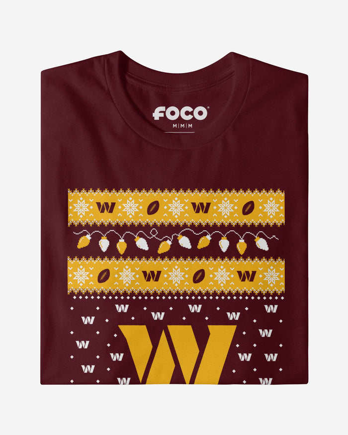 Washington Commanders Holiday Lights Sweater Long Sleeve T-Shirt FOCO - FOCO.com