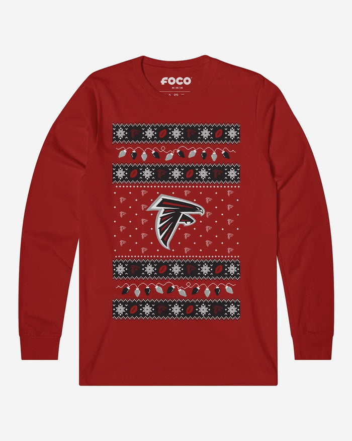 Atlanta Falcons Holiday Lights Sweater Long Sleeve T-Shirt