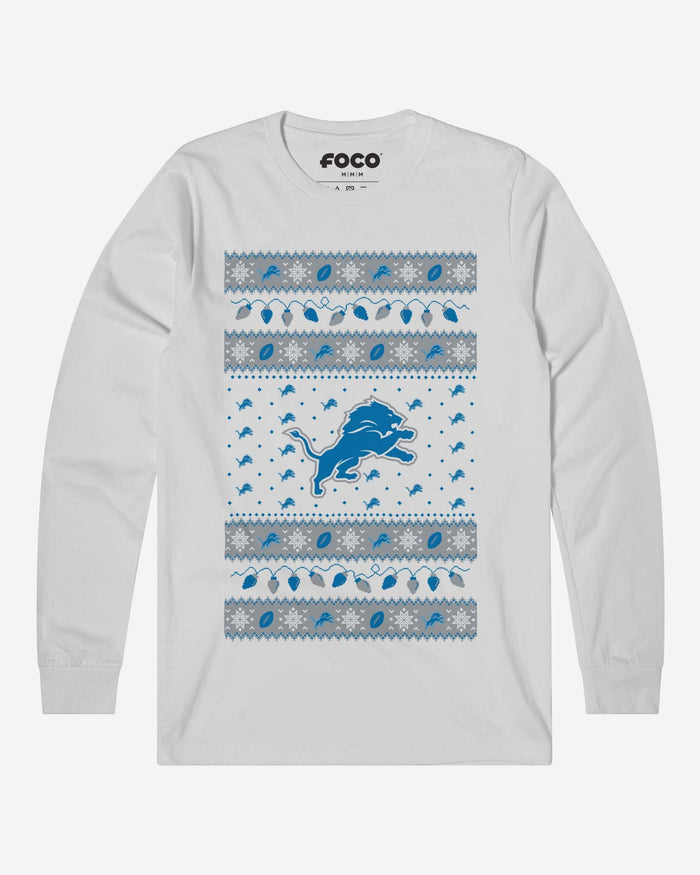 Detroit Lions Holiday Lights Sweater Long Sleeve T-Shirt FOCO S - FOCO.com