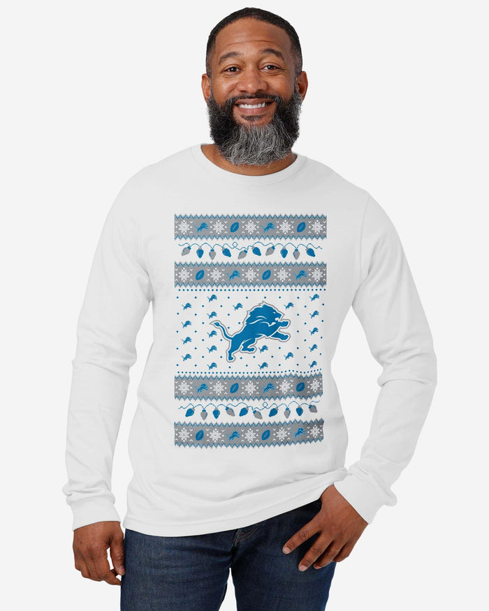 Detroit Lions Holiday Lights Sweater Long Sleeve T-Shirt FOCO - FOCO.com