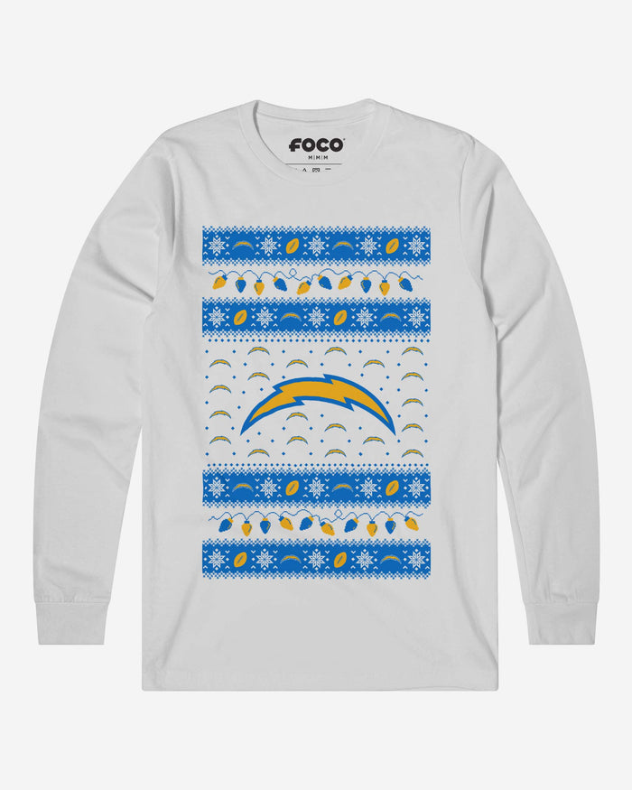 Los Angeles Chargers Holiday Lights Sweater Long Sleeve T-Shirt FOCO S - FOCO.com