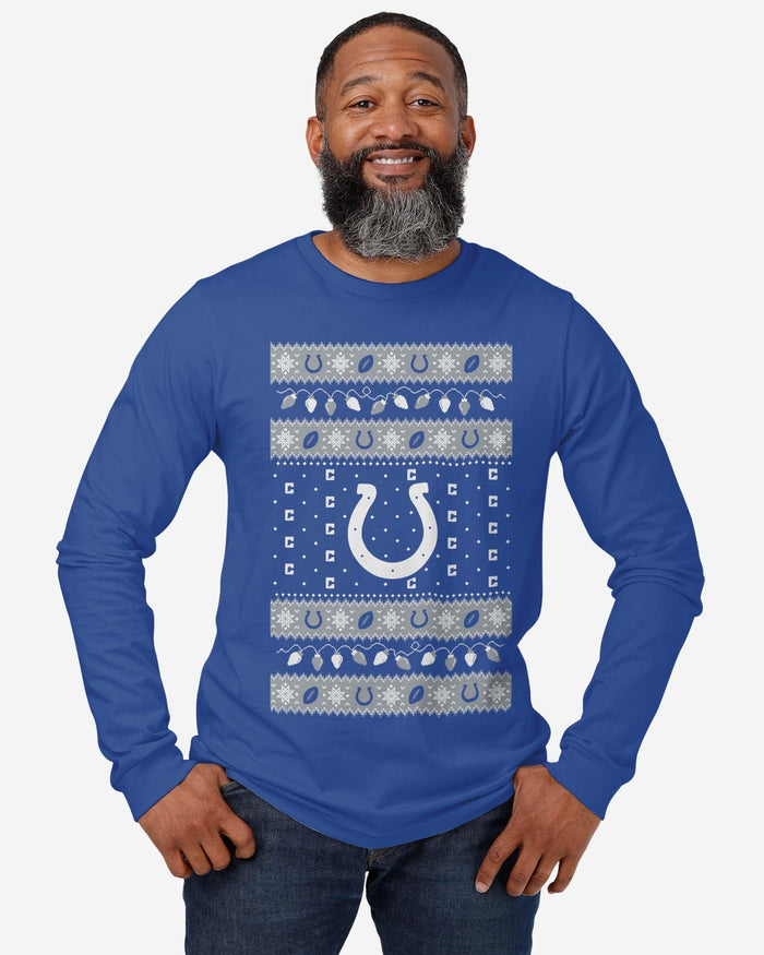 Indianapolis Colts Holiday Lights Sweater Long Sleeve T-Shirt FOCO - FOCO.com