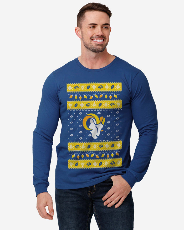 Los Angeles Rams Holiday Lights Sweater Long Sleeve T-Shirt FOCO - FOCO.com