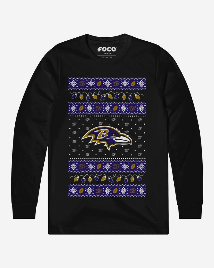 Baltimore Ravens Holiday Lights Sweater Long Sleeve T-Shirt FOCO S - FOCO.com