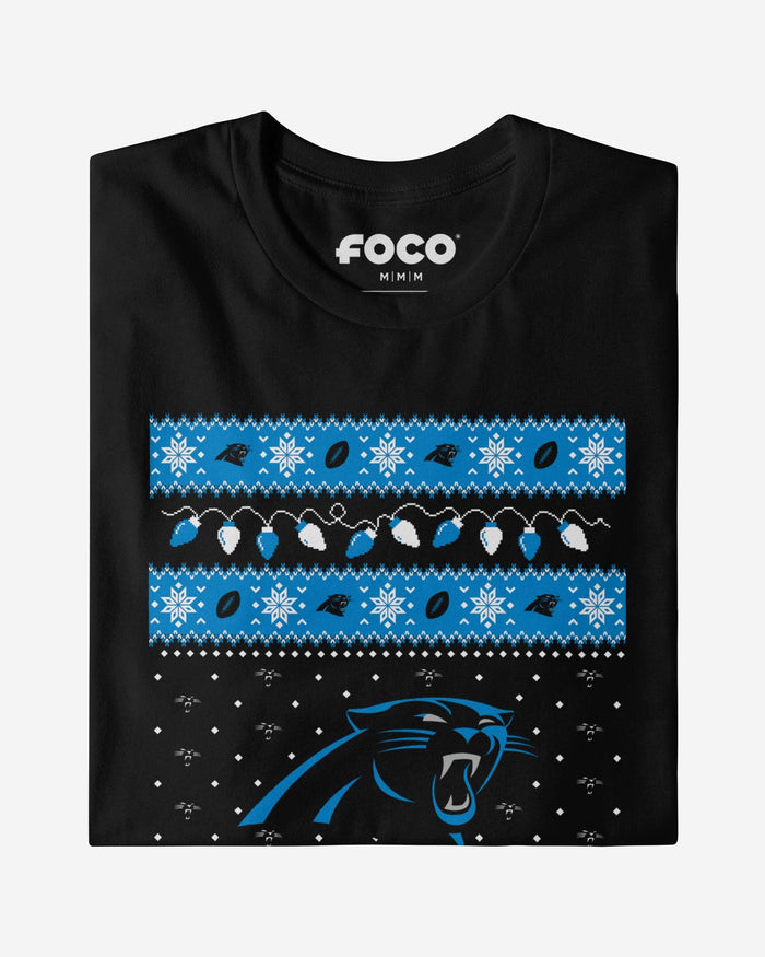 Carolina Panthers Holiday Lights Sweater Long Sleeve T-Shirt FOCO - FOCO.com