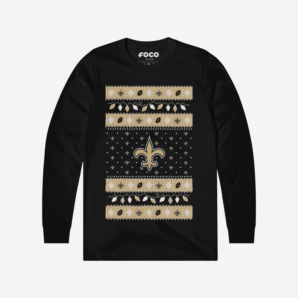 New Orleans Saints Holiday Lights Sweater Long Sleeve T-Shirt