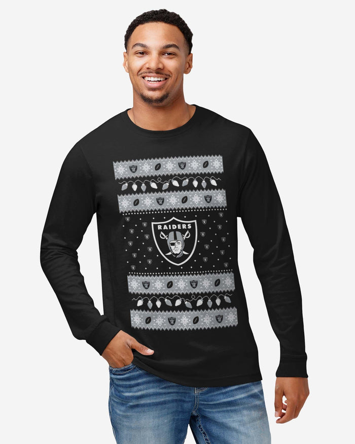 Las Vegas Raiders Holiday Lights Sweater Long Sleeve T-Shirt FOCO - FOCO.com