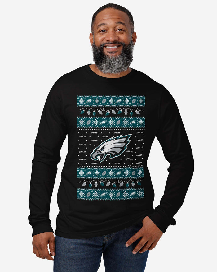 Philadelphia Eagles Holiday Lights Sweater Long Sleeve T-Shirt FOCO - FOCO.com