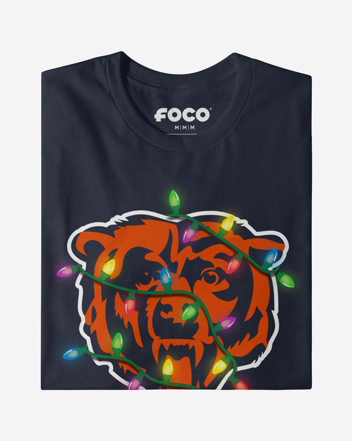 Chicago Bears Primary Logo Holiday Lights Long Sleeve T-Shirt FOCO - FOCO.com