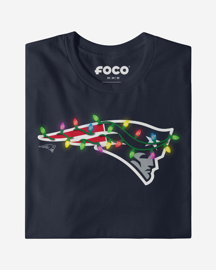 New England Patriots Primary Logo Holiday Lights Long Sleeve T-Shirt FOCO - FOCO.com