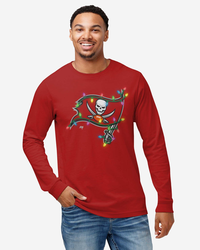 Tampa Bay Buccaneers Primary Logo Holiday Lights Long Sleeve T-Shirt FOCO - FOCO.com