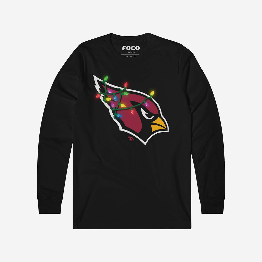 Arizona Cardinals Primary Logo Holiday Lights Long Sleeve T-Shirt FOCO S - FOCO.com