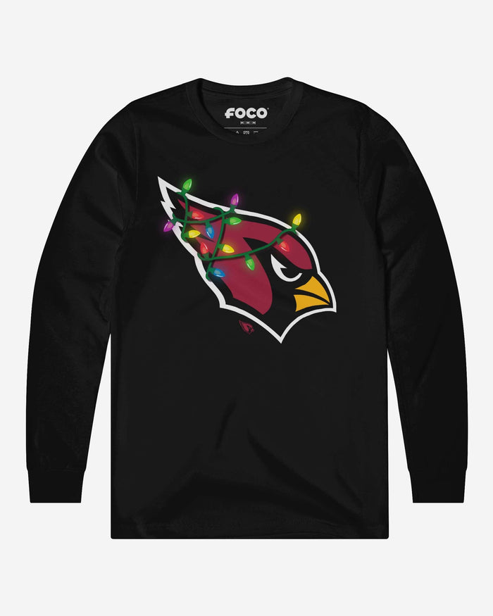 Arizona Cardinals Primary Logo Holiday Lights Long Sleeve T-Shirt