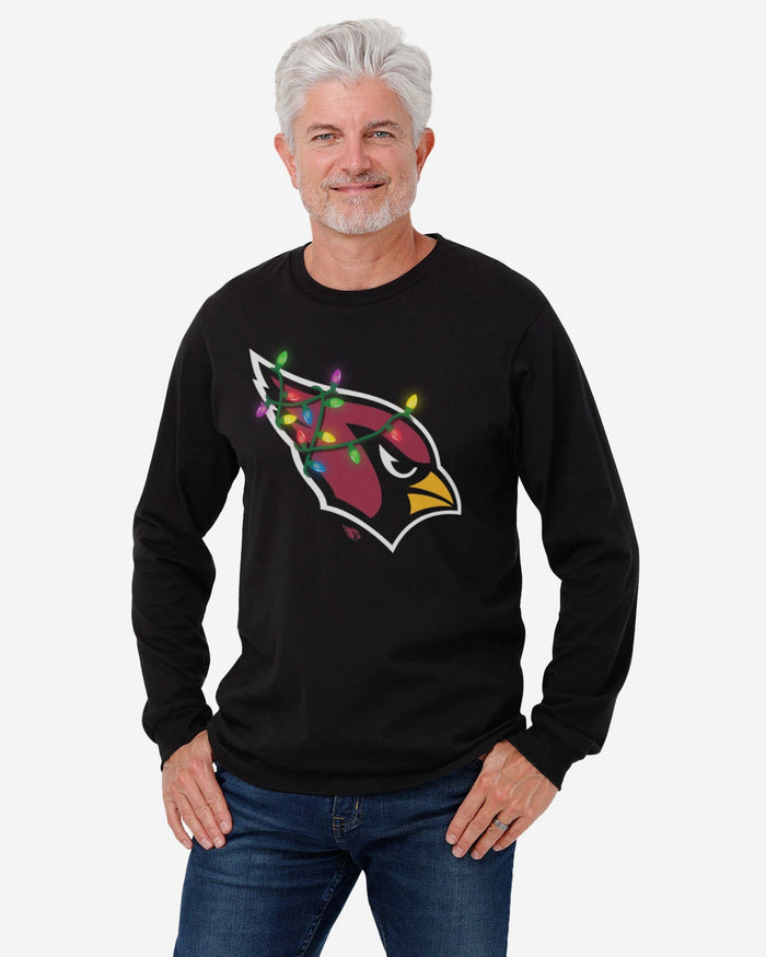 Arizona Cardinals Primary Logo Holiday Lights Long Sleeve T-Shirt